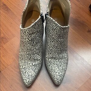 Serra Black and White Patterned Ankle Boots